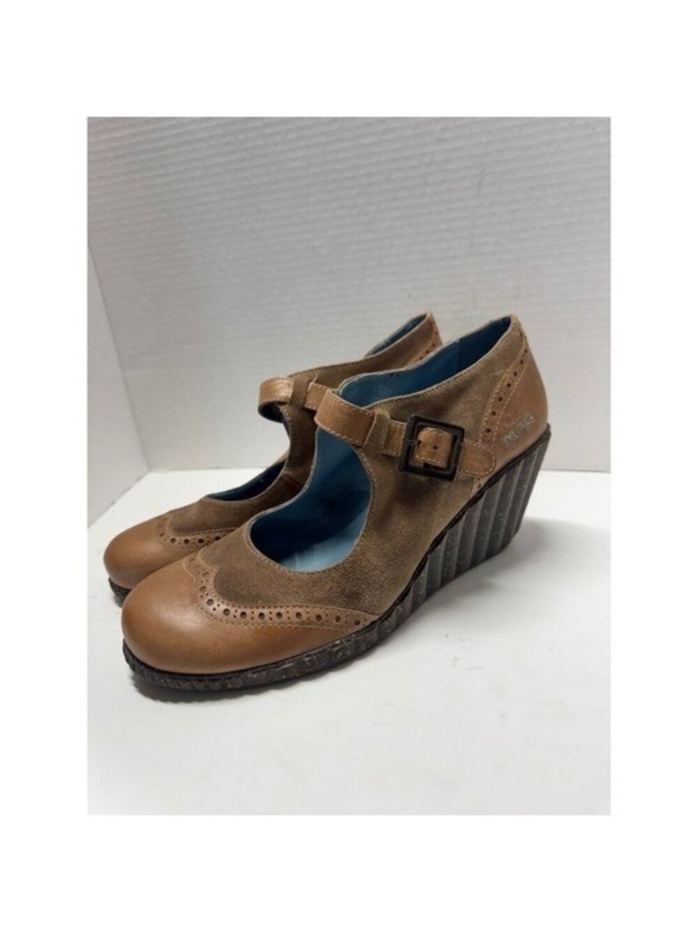 MAG Creative Footwear Brown Suede Leather Wingtip Mary Jane Wedge Shoes 40 9